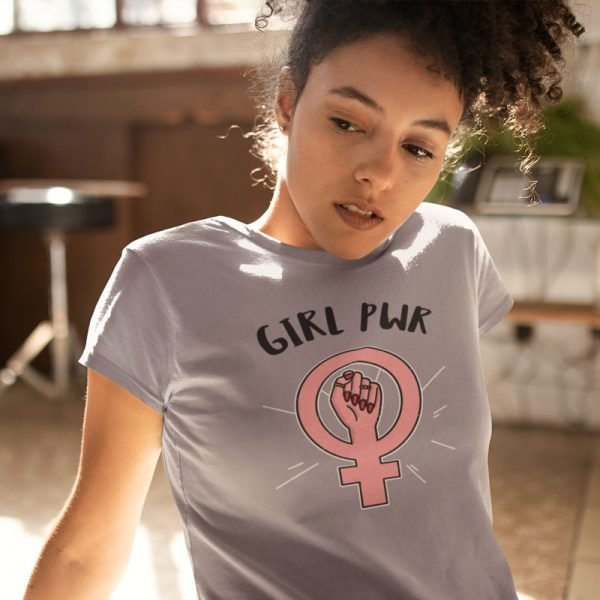 BEAUTIFUL-GIRL-setting-on-floor-wearing-girl-pwr-t-shirt