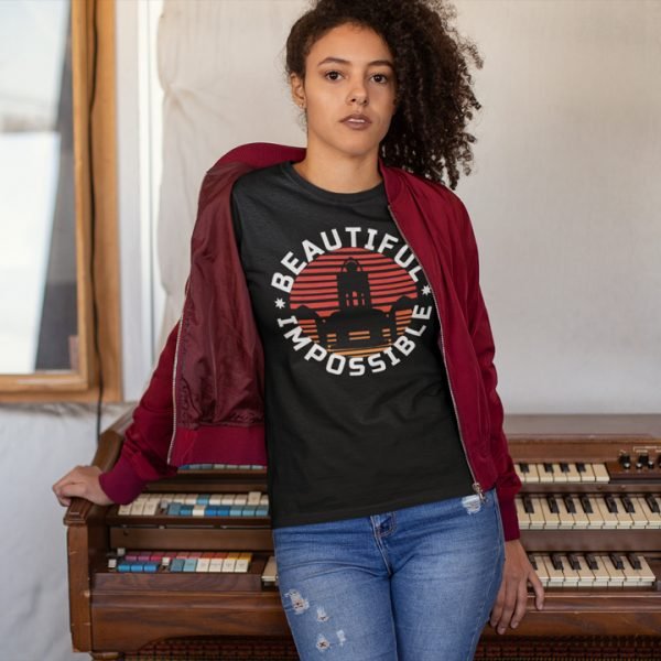 t shirt mockup of a curly haired girl leaning on an old piano 24286 1